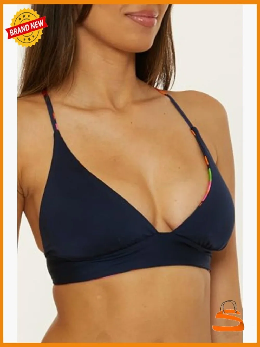 Size 6 Halter Bikini Top, Adjustable Ties, Reversible, Nylon Spandex